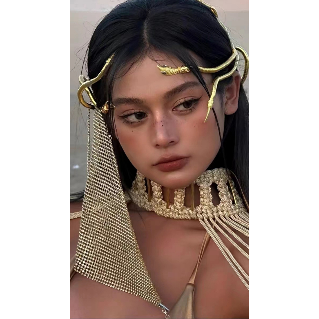 Băng Đô Cài Tóc Dạng Rắn Dài Màu Vàng Độc Đáo Thời Thượng Cho Nữ