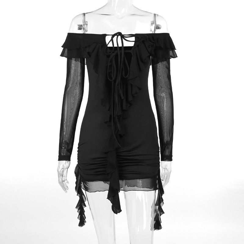 Đầm Ôm Trễ Vai Tay Dài Màu Sắc Thời Trang Cho Nữ