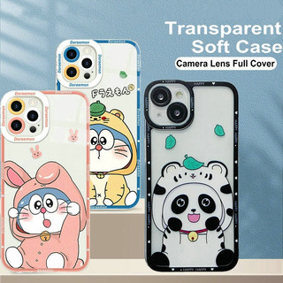 Ốp lưng iPhone 14 13 12 11 Pro Max X XR XS Max 8 7 6 6S + Plus SE 2020 Transparent Protect Camera Doraemon Panda Soft Case