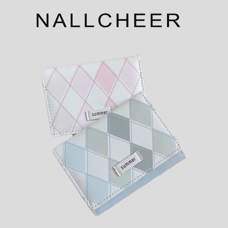 Nallcheer Ví Đựng Thẻ Đa Năng Họa Tiết Sọc Caro Đơn Giản Phong Cách Hàn Quốc Dễ Thương