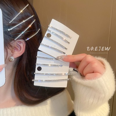 DREJEW Kẹp Tóc Một Hàng Một Đường Kim Cương Lấp Lánh Siêu Lấp Lánh Hàn Quốc