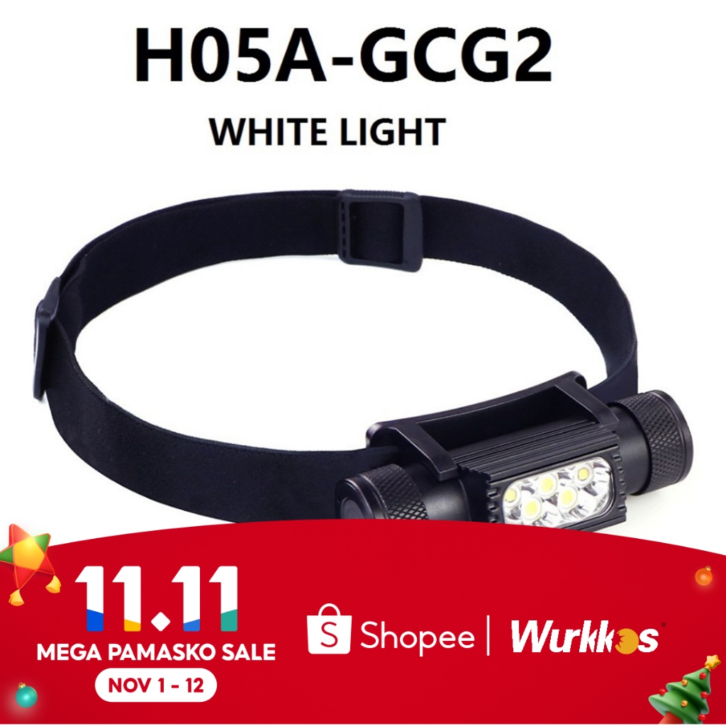Đèn Pin Đội Đầu Wukkos H05A USB C 3 * XPG3 Và 2 Đèn LED Đỏ 18650 Chất Lượng Cao
