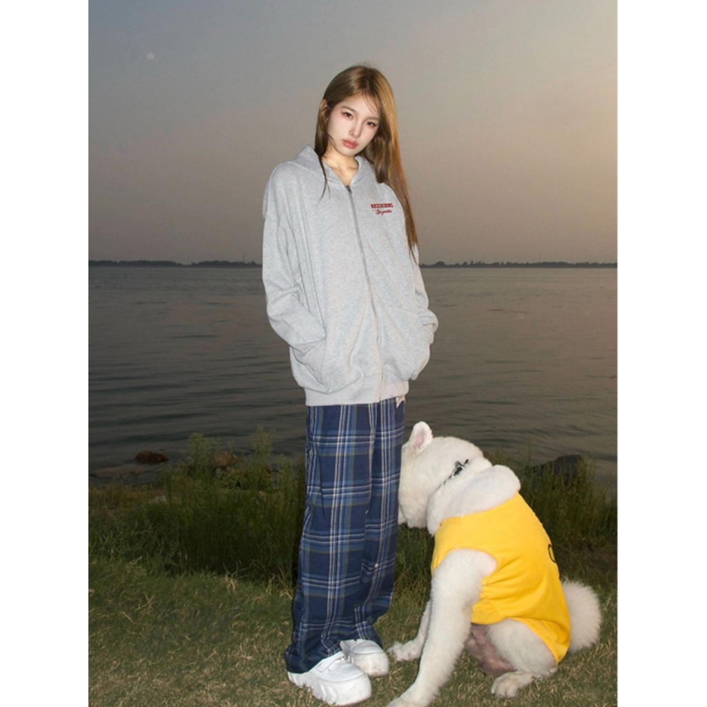 SELVZE Áo Khoác hoodie Tay Dài Dáng Rộng Vải cotton In Họa Tiết Kiểu retro Mỹ Cá Tính Cho Nam Và Nữ