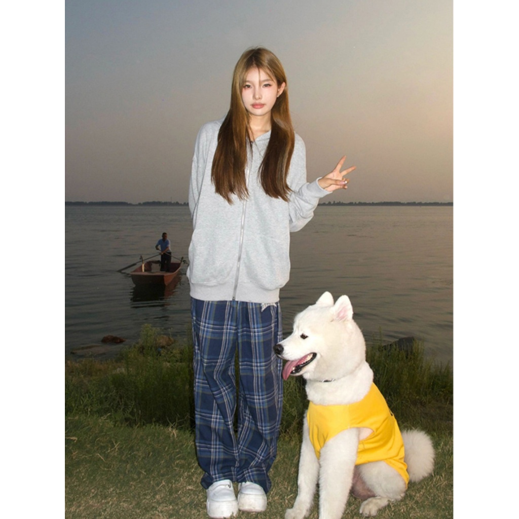 SELVZE Áo Khoác hoodie Tay Dài Dáng Rộng Vải cotton In Họa Tiết Kiểu retro Mỹ Cá Tính Cho Nam Và Nữ