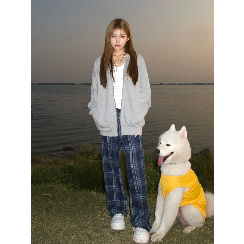 SELVZE Áo Khoác hoodie Tay Dài Dáng Rộng Vải cotton In Họa Tiết Kiểu retro Mỹ Cá Tính Cho Nam Và Nữ