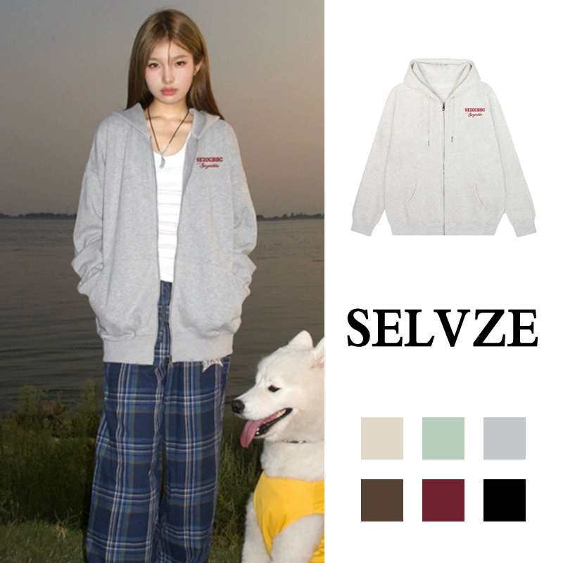 SELVZE Áo Khoác hoodie Tay Dài Dáng Rộng Vải cotton In Họa Tiết Kiểu retro Mỹ Cá Tính Cho Nam Và Nữ