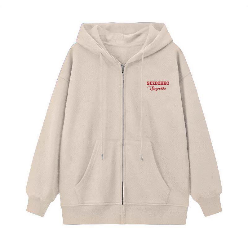 SELVZE Áo Khoác hoodie Tay Dài Dáng Rộng Vải cotton In Họa Tiết Kiểu retro Mỹ Cá Tính Cho Nam Và Nữ