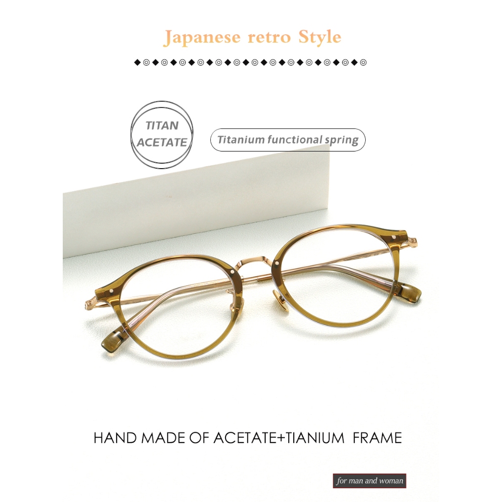 Mắt Kính Gọng Tròn Bằng Titan Và Sợi acetate Phong Cách retro Nhật Bản Phù Hợp Với Nam Và Nữ acosta