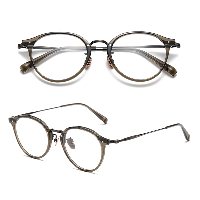 Mắt Kính Gọng Tròn Bằng Titan Và Sợi acetate Phong Cách retro Nhật Bản Phù Hợp Với Nam Và Nữ acosta