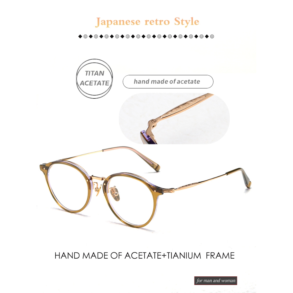 Mắt Kính Gọng Tròn Bằng Titan Và Sợi acetate Phong Cách retro Nhật Bản Phù Hợp Với Nam Và Nữ acosta