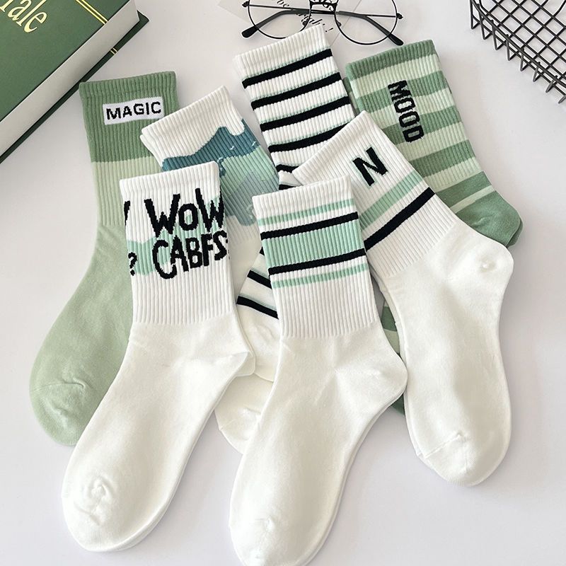 Vớ Thể Thao Họa Tiết Kẻ Sọc Đơn Giản Thời Trang Mới Cho Nam Nữ