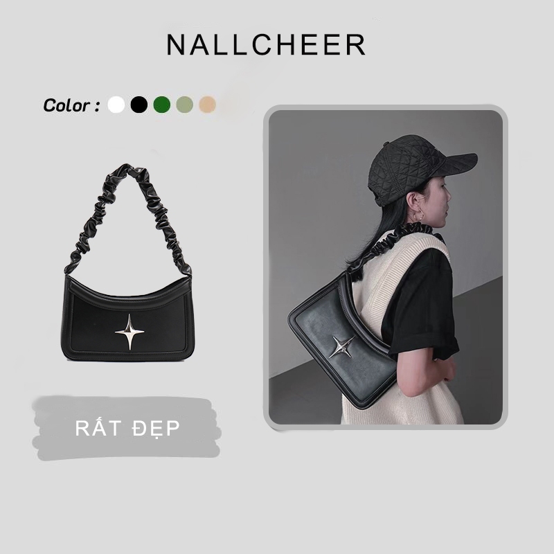 Nallcheer Túi Xách Đeo Vai Xếp Ly Kiểu Hàn Quốc Thiết Kế Đơn Giản Cho Nữ