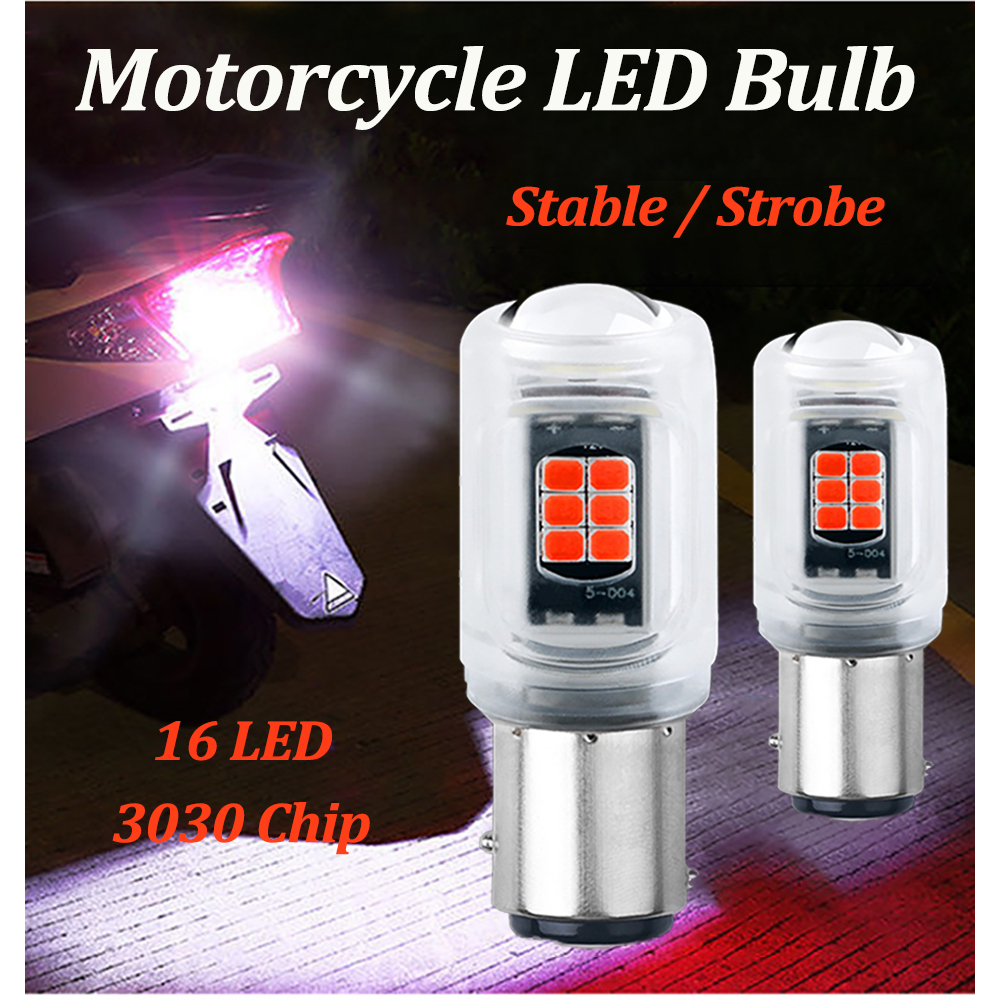 Bóng Đèn LED Xe Máy Siêu Sáng 1156 BA15S 1157 BAY15D 3030 Đuôi Đèn Phanh Nhấp Nháy 16 Chip LED Bật Đ