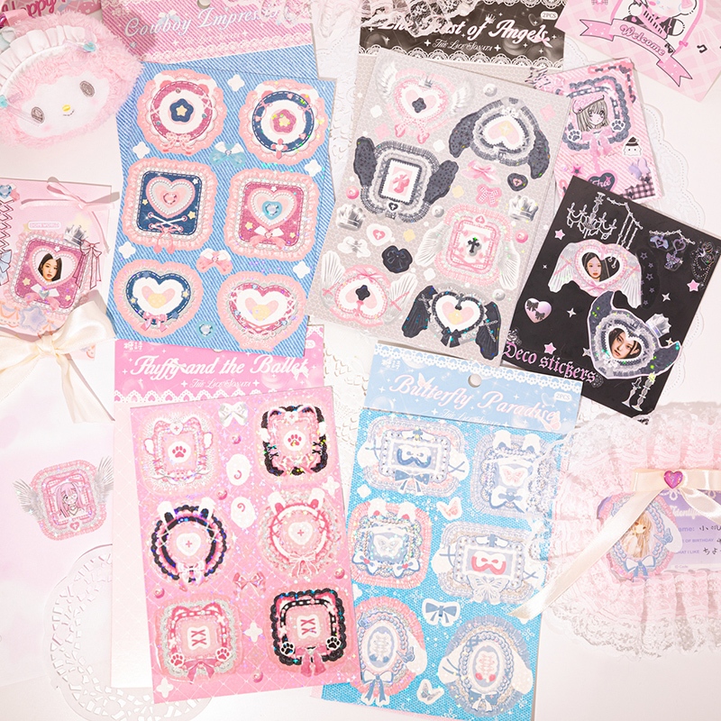 Mr. Paper 1 vé/túi Phim dán Han hệ Phim hoạt hình dễ thương Tình yêu thương nơ Hình dán biên giới ren Đã được cắt Sáng tạo tài khoản Nguyên liệu ghép đôi goolka DIY hình ảnh Hình dán trang trí