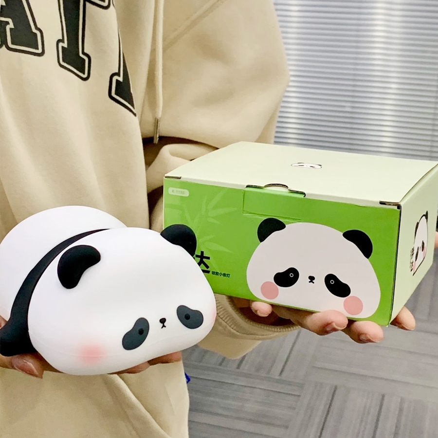 Đèn Ngủ led Cảm Ứng Sạc usb Hình Gấu Trúc Hoạt Hình Bằng Silicon Trang Trí Phòng Trẻ Em