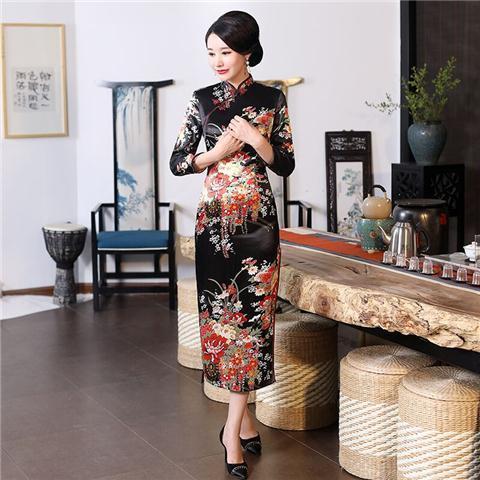 Đầm Sườn Xám plus size In Họa Tiết Phong Cách Trung Hoa Cho Nữ