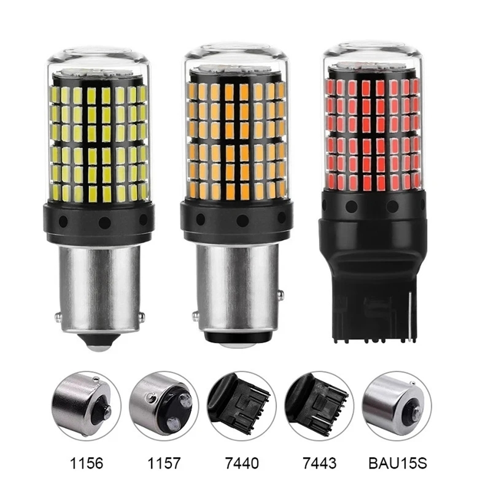 1 Chiếc 1156 BA15S BAU15S P21W 7440 3014 144SMD LED Bật Đèn Tín Hiệu Bóng Đèn Canbus Không Lỗi Sương
