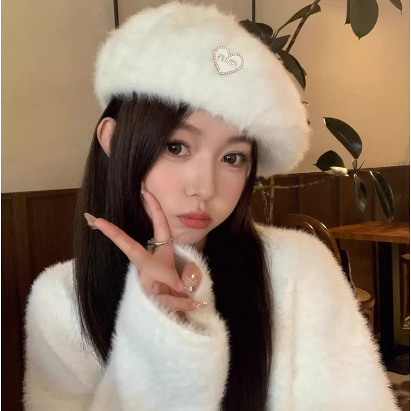 Mũ beret Lông Thỏ Phong Cách Hàn Quốc Thời Trang Thu Đông Cho Nữ