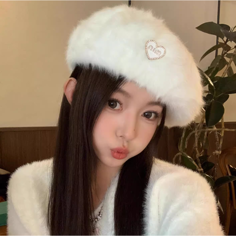 Mũ beret Lông Thỏ Phong Cách Hàn Quốc Thời Trang Thu Đông Cho Nữ