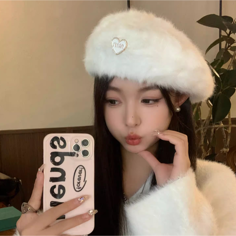 Mũ beret Lông Thỏ Phong Cách Hàn Quốc Thời Trang Thu Đông Cho Nữ