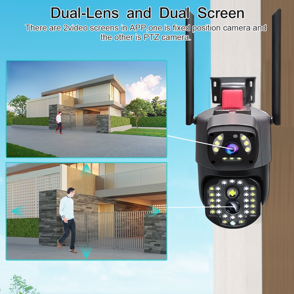 LLSEE V380 Pro , camera 2 mắt ngoài trời, camera wifi không dây 360 độ, 8MP, 4K, tầm nhìn ban đêm đầy màu sắc, giao tiếp hai chiều, báo động theo dõi tự động.