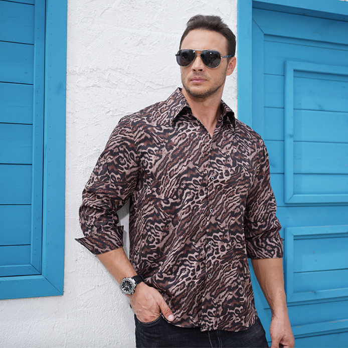 Áo Sơ Mi Tay Dài Oversize Họa Tiết Da Báo / Ngựa Vằn Kích Thước 60-175KG PLUS