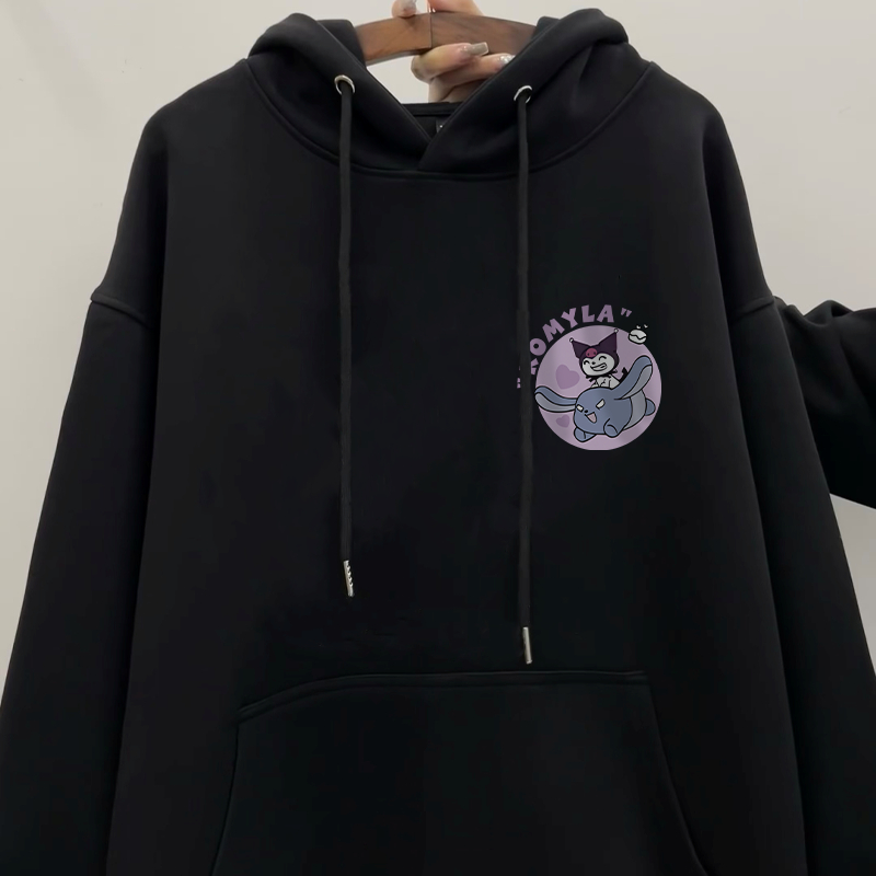 Áo hoodie nữ đen Kuromi local brand SALMO áo nỉ dài tay form rộng 100%Cotton Y0530