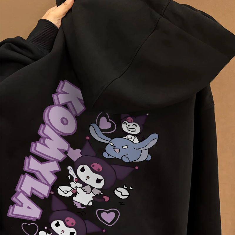 Áo hoodie nữ đen Kuromi local brand SALMO áo nỉ dài tay form rộng 100%Cotton Y0530