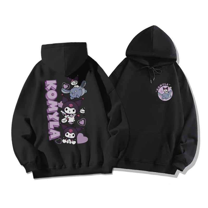 Áo hoodie nữ đen Kuromi local brand SALMO áo nỉ dài tay form rộng 100%Cotton Y0530