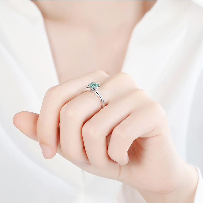 Nhẫn Mạ Bạc 925 Đính Đá Xanh Lá Nhạt Thời Trang Cho Nữ