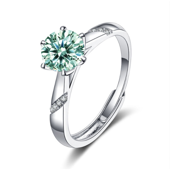 Nhẫn Mạ Bạc 925 Đính Đá Xanh Lá Nhạt Thời Trang Cho Nữ