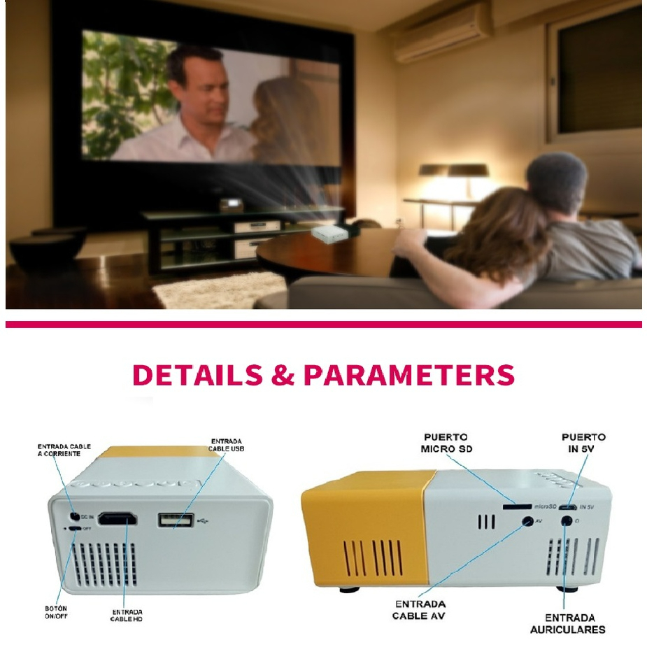 Máy ChiếU mini 1080p 600 lumens hdmi yg300 led