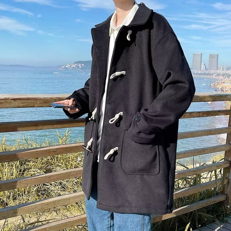 Áo Khoác Len Dài Dáng Rộng Có Khóa Cài Phong Cách Nhật Bản Thời Trang Mùa Đông 2023 Cho Nam