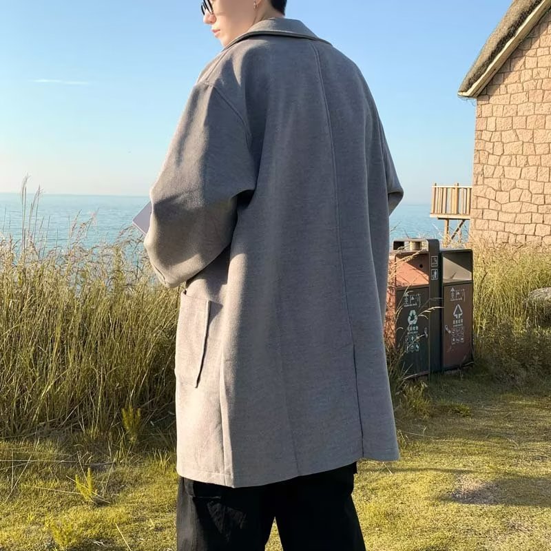 Áo Khoác Len Dài Dáng Rộng Có Khóa Cài Phong Cách Nhật Bản Thời Trang Mùa Đông 2023 Cho Nam
