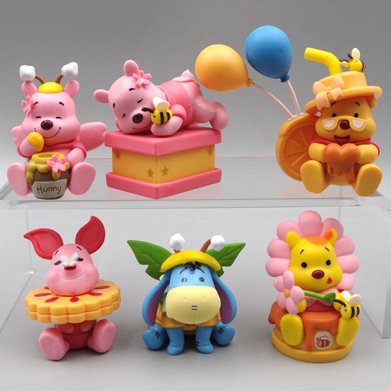 DISNEY Set 6 Mô Hình Đồ Chơi Gấu Pooh Edward Pooh Piglet Eeyore Roo Bằng PVC