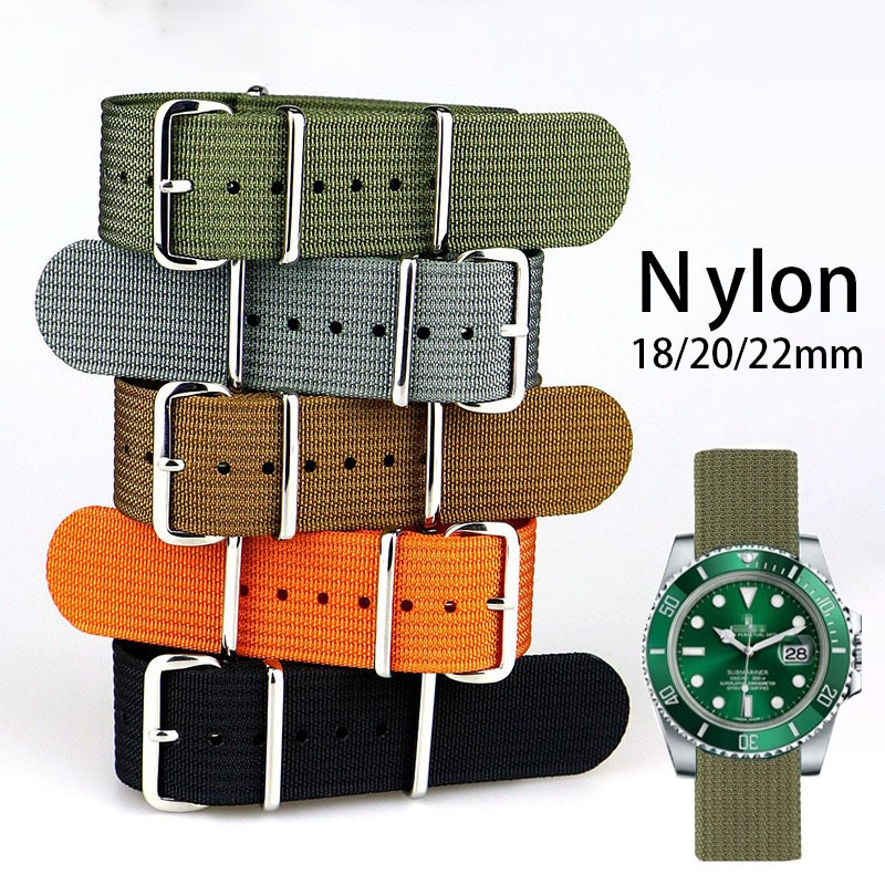 Dây Đeo Tay Thay Thế Bằng Vải Bạt Nylon Dệt 18mm 20mm 22mm Thông Dụng Cho Nam Và Nữ