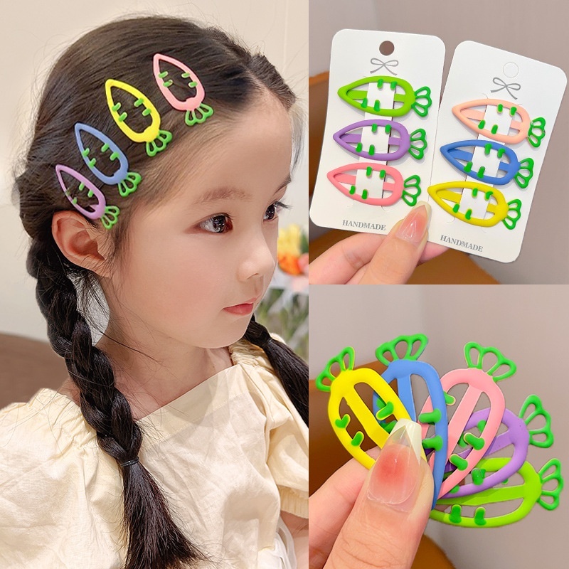 🎀 yakult 🎀Bộ 2 Kẹp Tóc Màu Kẹo Cà Rốt Dễ Thương Cho Bé Gái