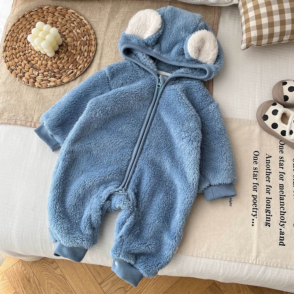 Áo Liền Quần Có Nón Bằng Vải Nỉ Dày Giữ Ấm Mùa Đông In Họa Tiết Giáng Sinh Dành Cho Trẻ Sơ Sinh