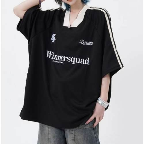 Áo Thun Tay Ngắn Cổ Chữ v Dáng Rộng Phong Cách hip hop Thời Trang Cho Nam Và Nữ
