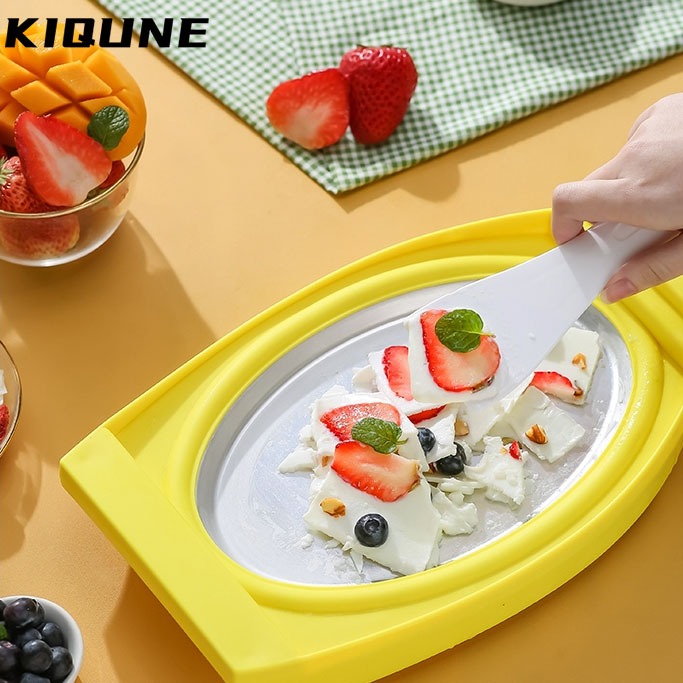 KIQUNE Máy làm đá chiên sữa chua máy làm kem chiên tự chế không cần cắm điện IGN23A10ZQ