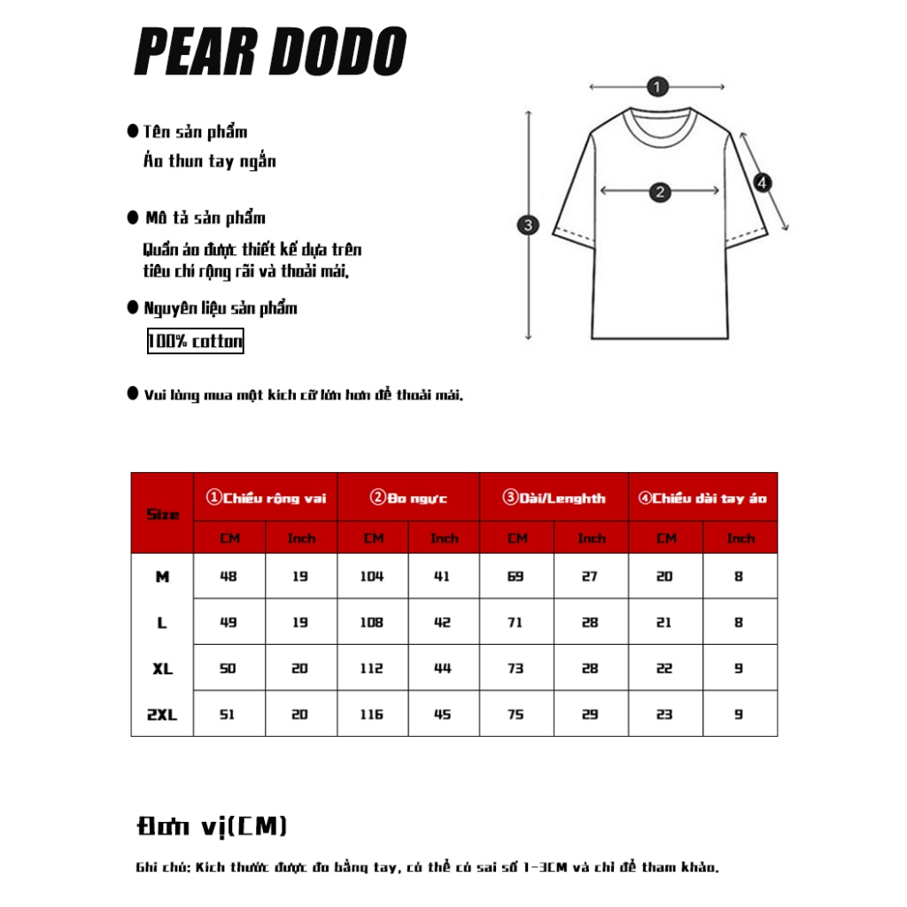 Áo Thun cotton Dáng Rộng In Hình Quả Lê Thời Trang