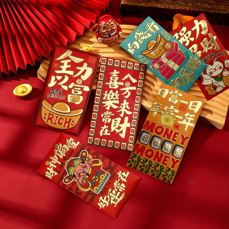 Set 6 Bao Lì Xì Năm Mới 2024 Màu Đỏ Dành Cho Trẻ Em