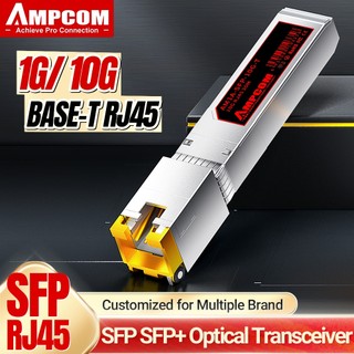 Ampcom 1.25g và 10g rj45 ethernet copper sfp transceivers, mô-đun truyền thông quang rj45 to sfp+ fiber optical module: cat6 cho 1.25g, cat6a/cat7/cat8 cho 10g, cho ruijie, ubiquiti, mikrotik
