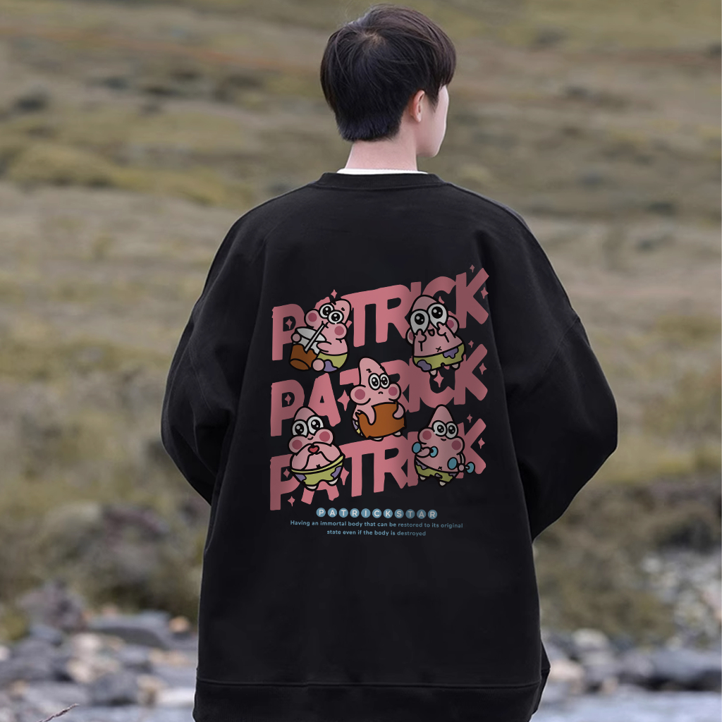 Áo sweater nam BEEYANBUY áo nỉ thời trang in hình Patrick Star unisex 100% cotton-Y0432