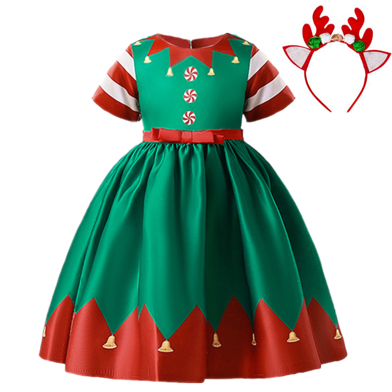 Đầm Hóa Trang Ông Già Noel Kèm Băng Đô Xinh Xắn Cho Bé Gái