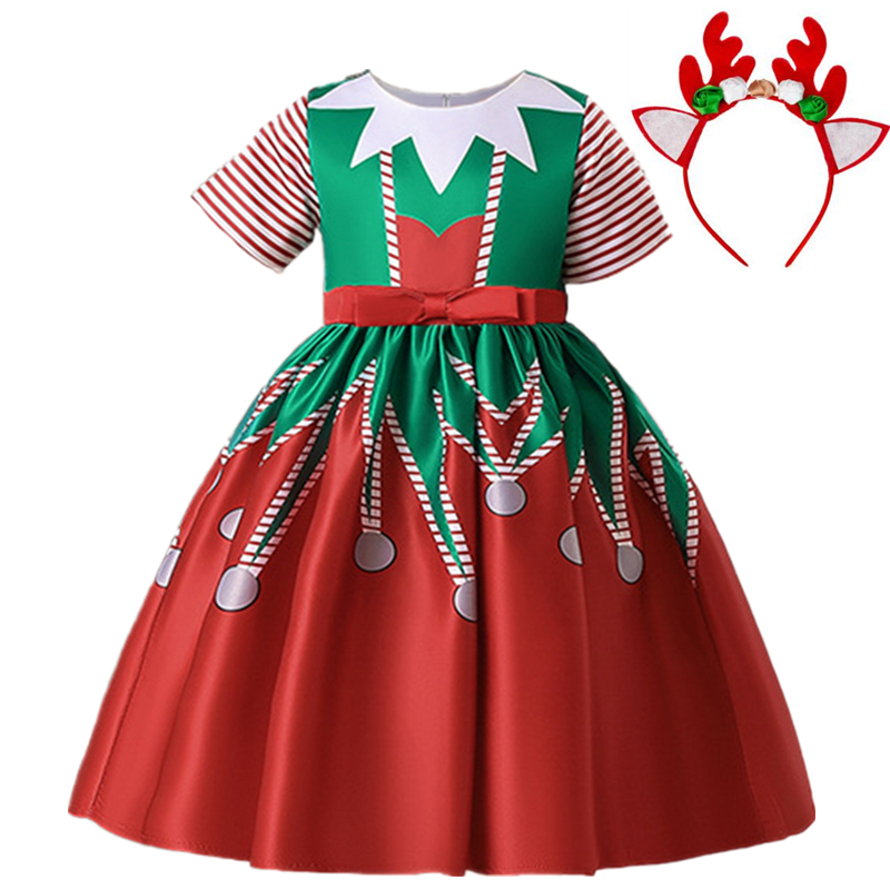 Đầm Hóa Trang Ông Già Noel Kèm Băng Đô Xinh Xắn Cho Bé Gái