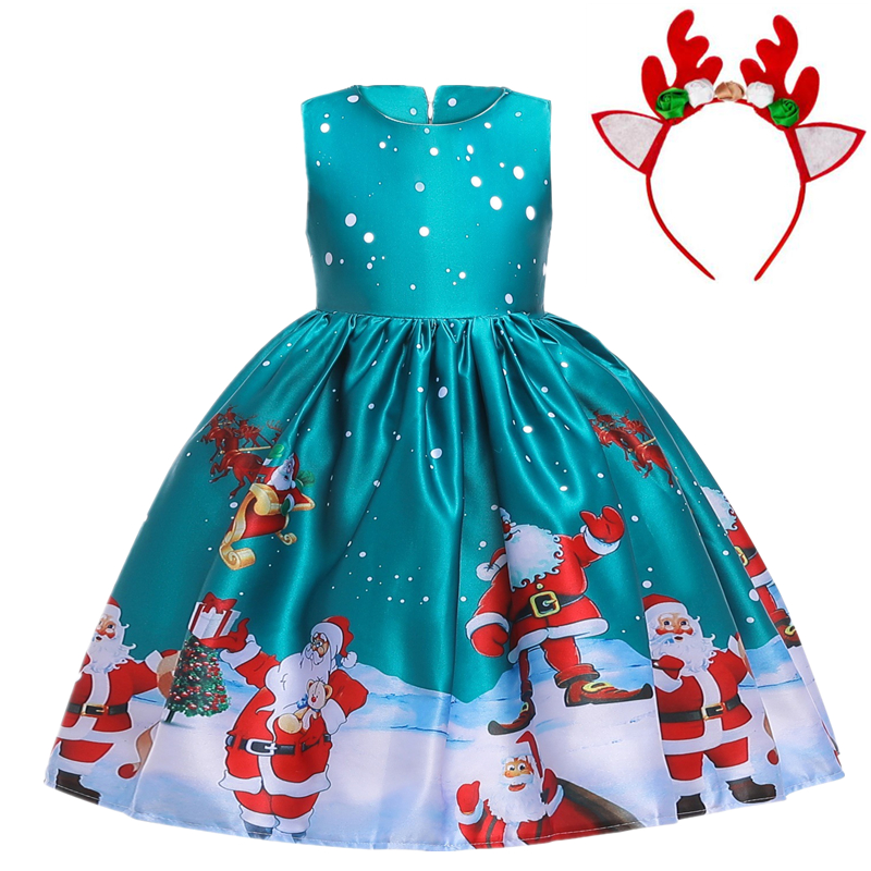 Đầm Hóa Trang Ông Già Noel Kèm Băng Đô Xinh Xắn Cho Bé Gái