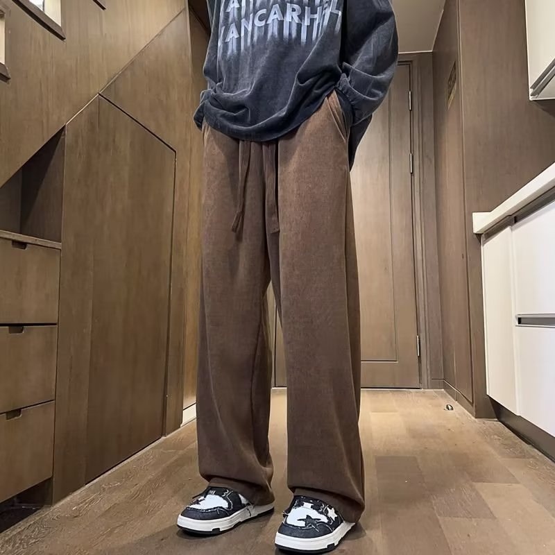 ♞Aff LIGA♞ Quần Dài Dáng Rộng Màu Sắc Đơn Giản Phong Cách hip hop Mỹ Thời Trang Mùa Thu 2023