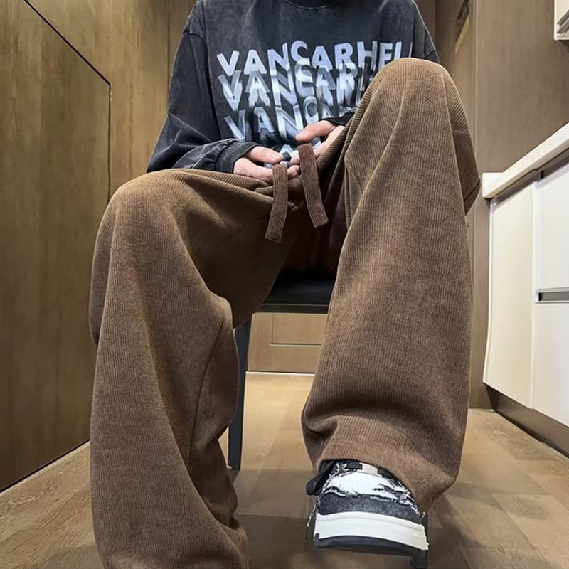 ♞Aff LIGA♞ Quần Dài Dáng Rộng Màu Sắc Đơn Giản Phong Cách hip hop Mỹ Thời Trang Mùa Thu 2023