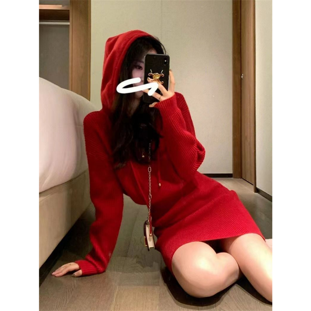 Mushiqi Đầm Len Ôm Dáng Phong Cách Giáng Sinh Thời Trang Cho Nữ